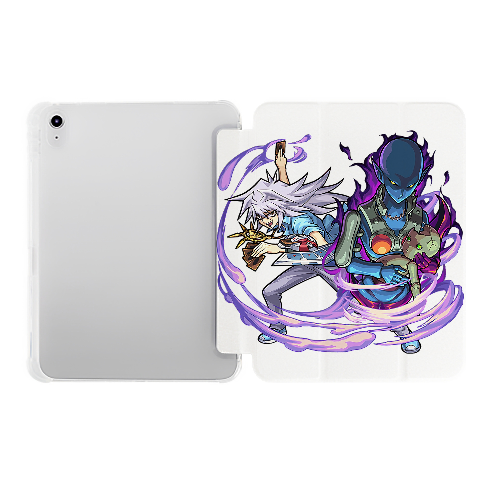 （画像用） 遊☆戯☆王 Yu-Gi-Oh! IPad ケース ペン収納付き 三つ折りスタンド PUレザー×シリコン 対応機種9.5/10.5/10.9インチ
